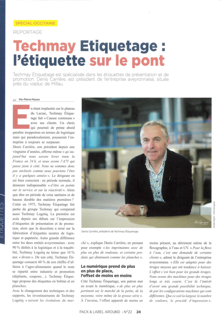presse magazine Pack & label around interview Denis Carriere évolutions marché conjoncture adaptabilité agilité Techmay